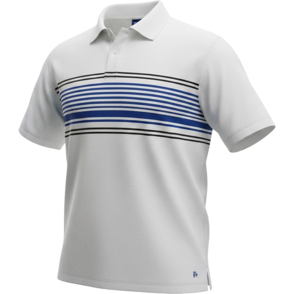 Polo Jeans Co Ralph Lauren Mens 1XT White‎ Blue Striped Short Sleeve Polo Shirt